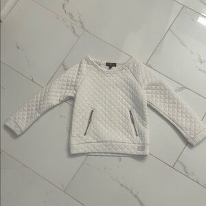 White Quilted Sweatshirt with Zipper Pockets